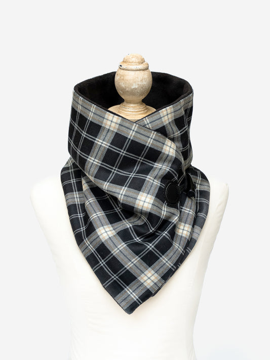 Black-Capped Chickadee Tartan Cowl Neck Warmer