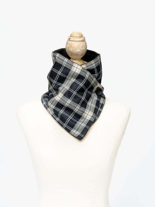 Black-Capped Chickadee Tartan Neck Warmer Scarf