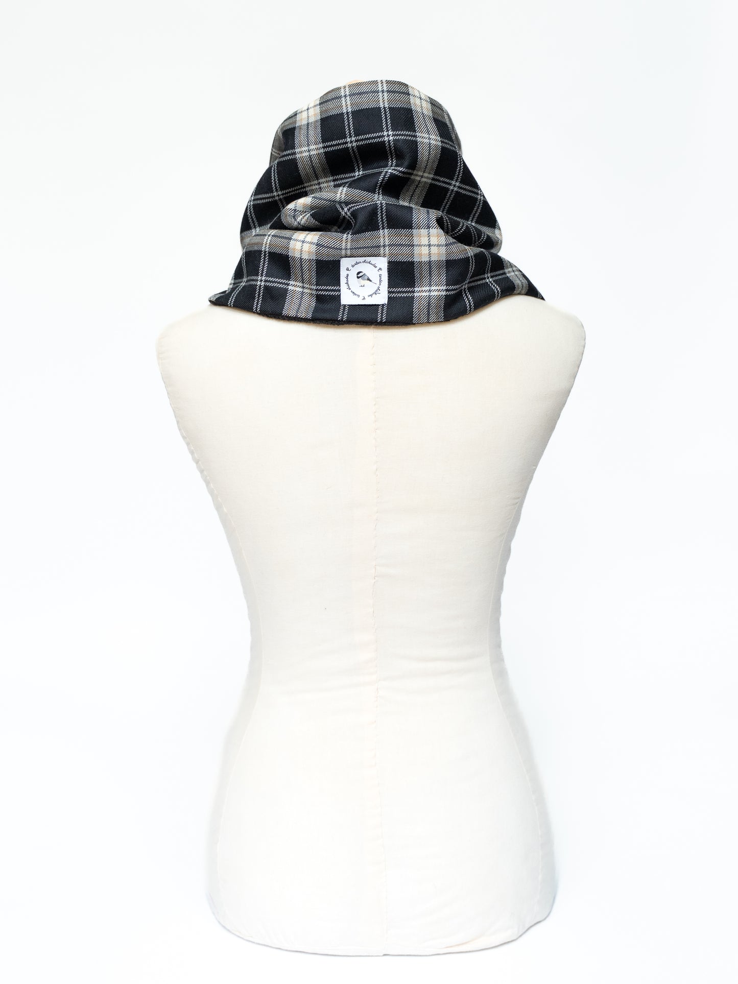 Black-Capped Chickadee Tartan Cowl Neck Warmer