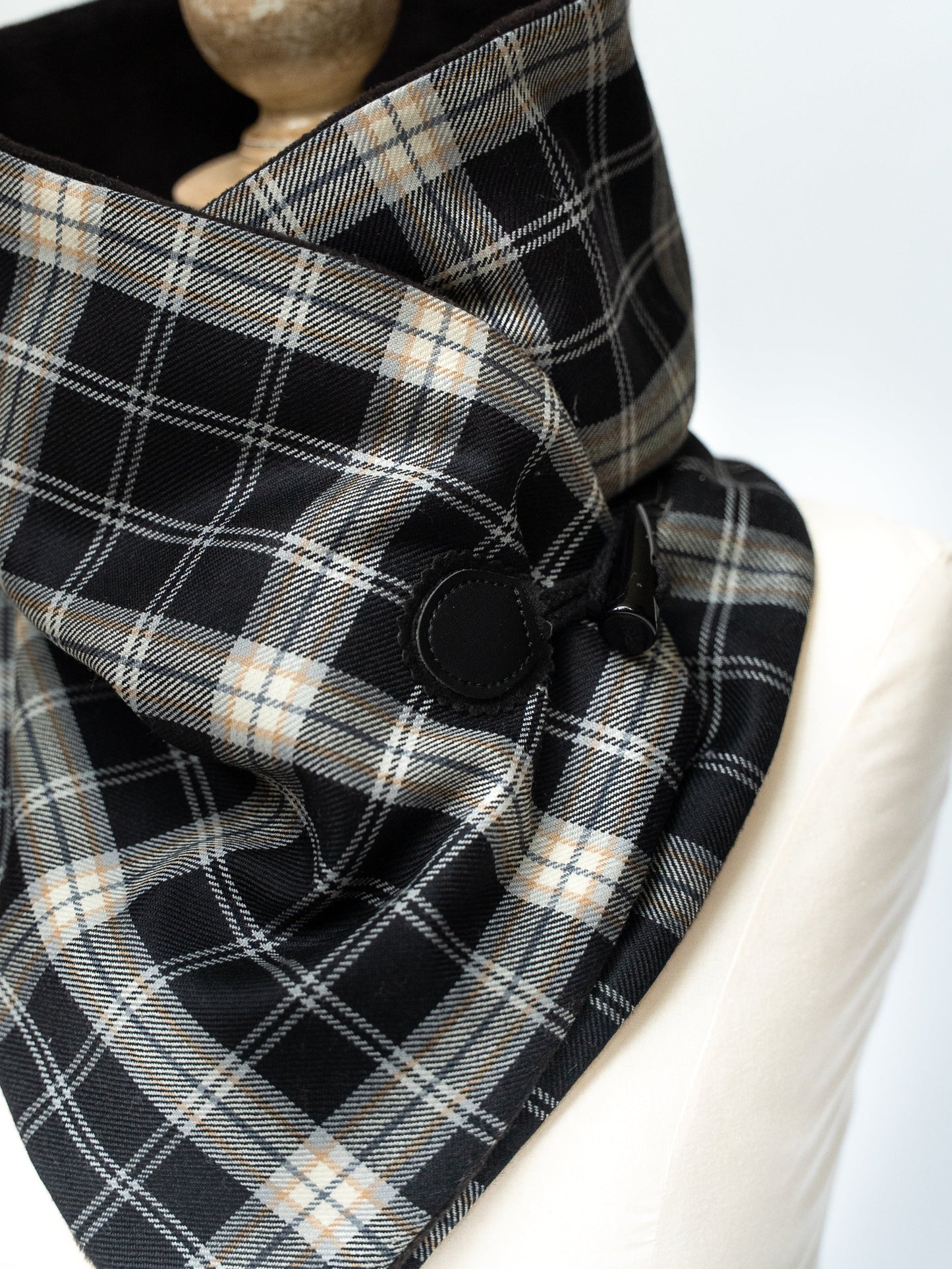 Black-Capped Chickadee Tartan Cowl Neck Warmer