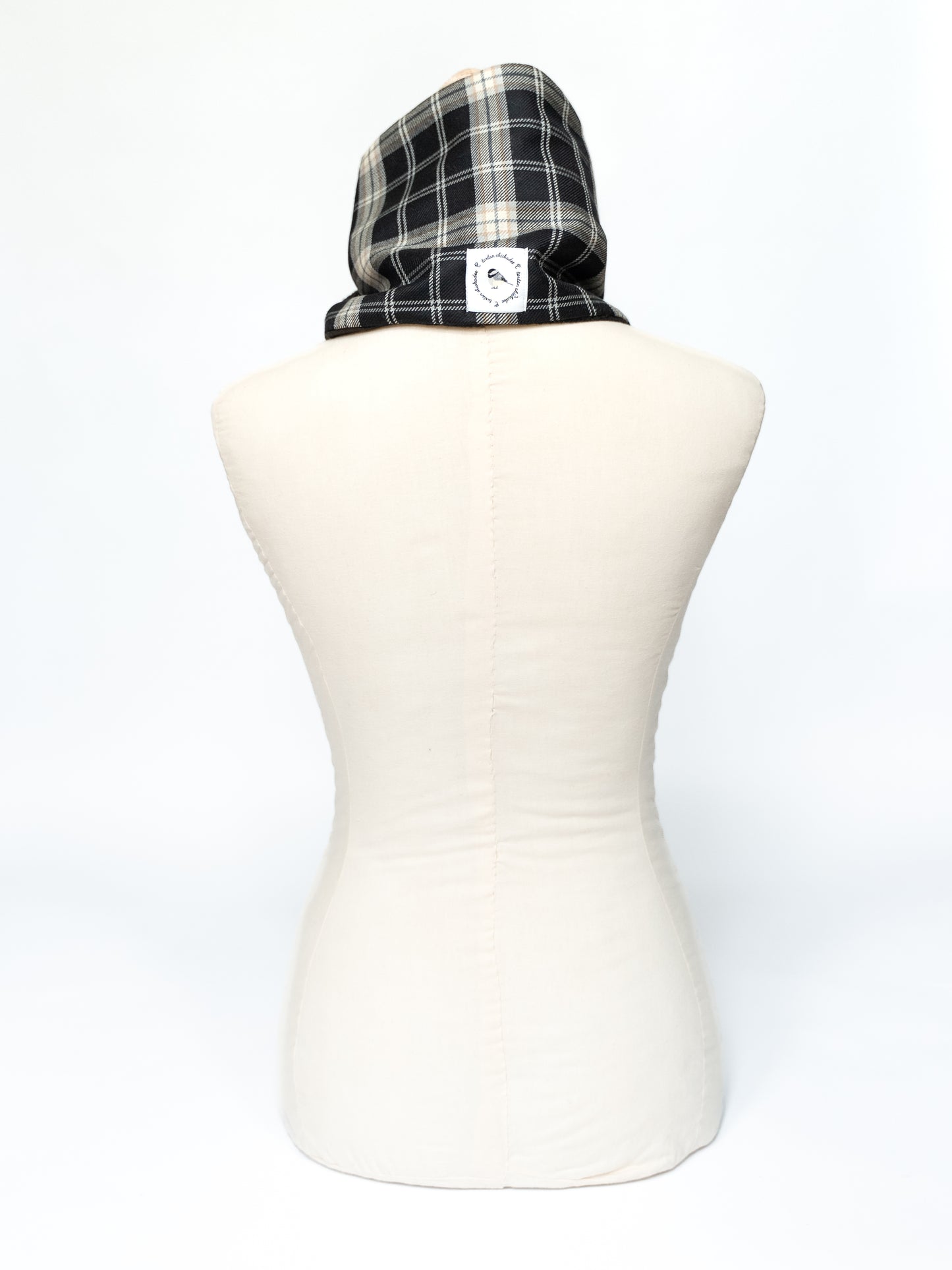 Black-Capped Chickadee Tartan Neck Warmer Scarf