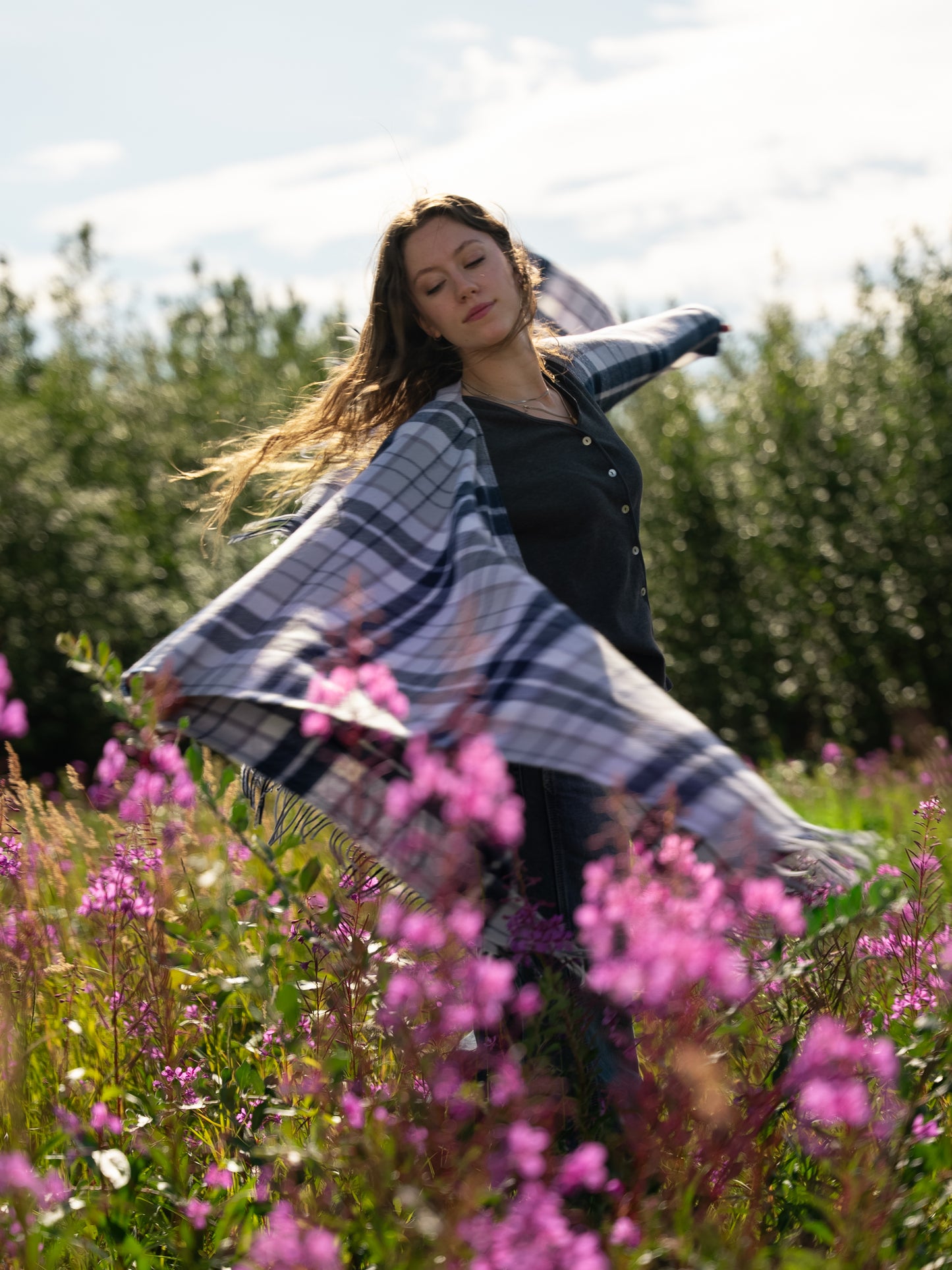 Arctic BlueBerry Tartan Serape