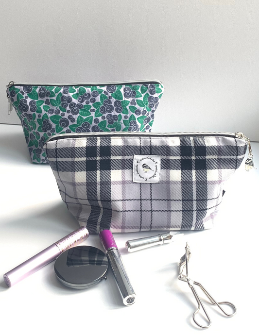 Arctic BlueBerry Tartan Duo Sided Cosmetic Bag