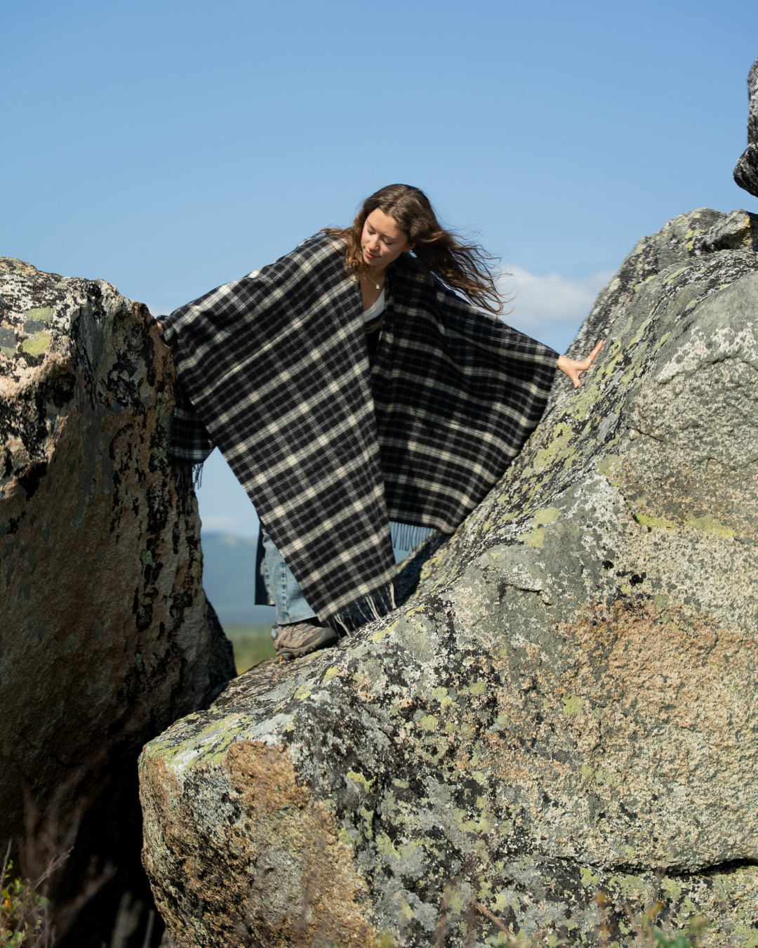 Black-Capped Chickadee Tartan Serape