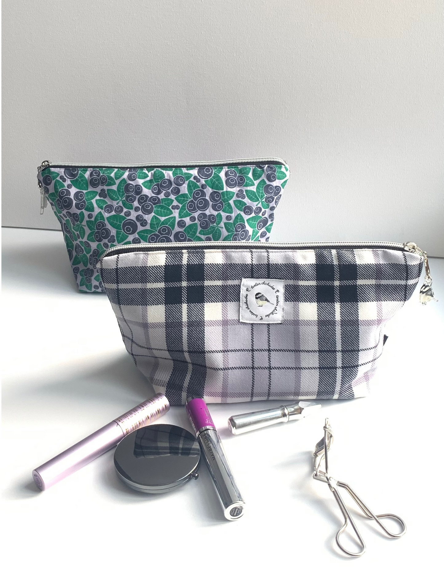 Arctic BlueBerry Tartan Duo Sided Cosmetic Bag