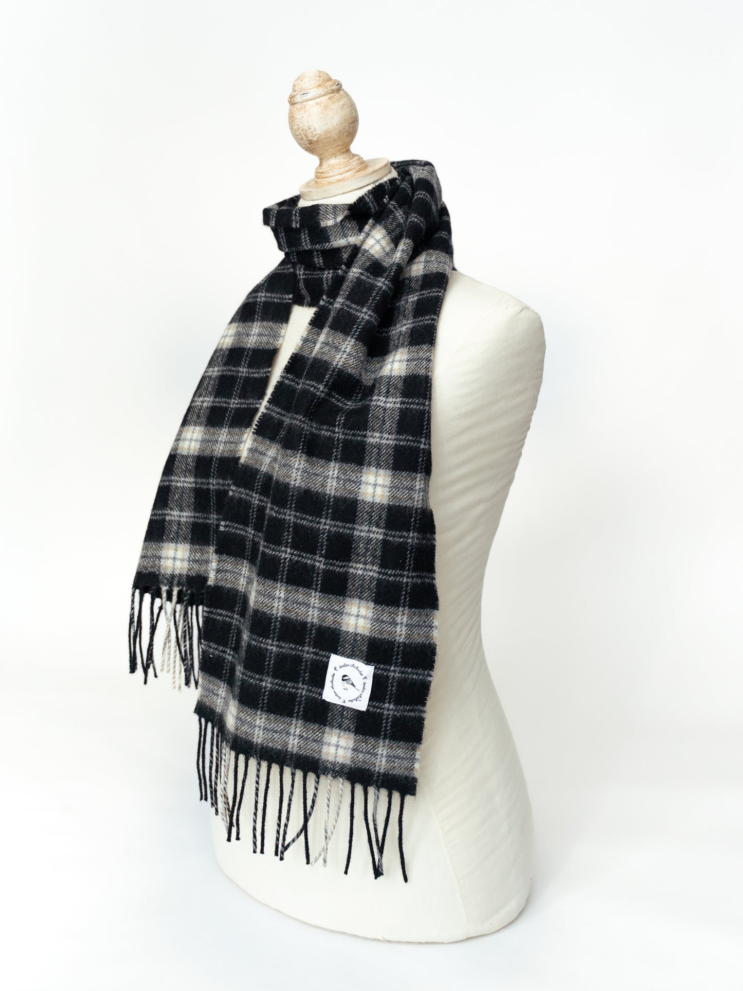Black-Capped Chickadee Tartan Scarf