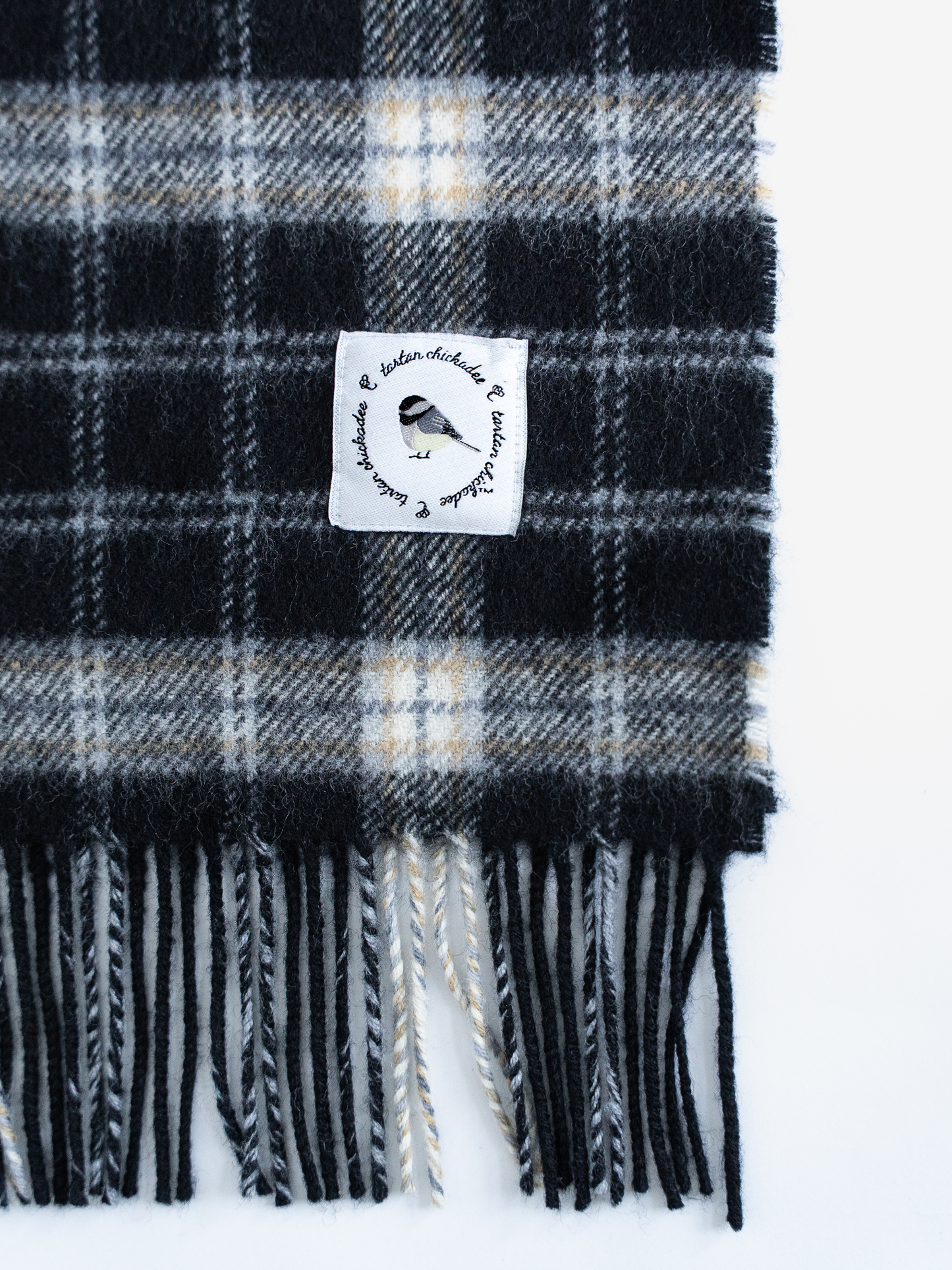 Black-Capped Chickadee Tartan Scarf