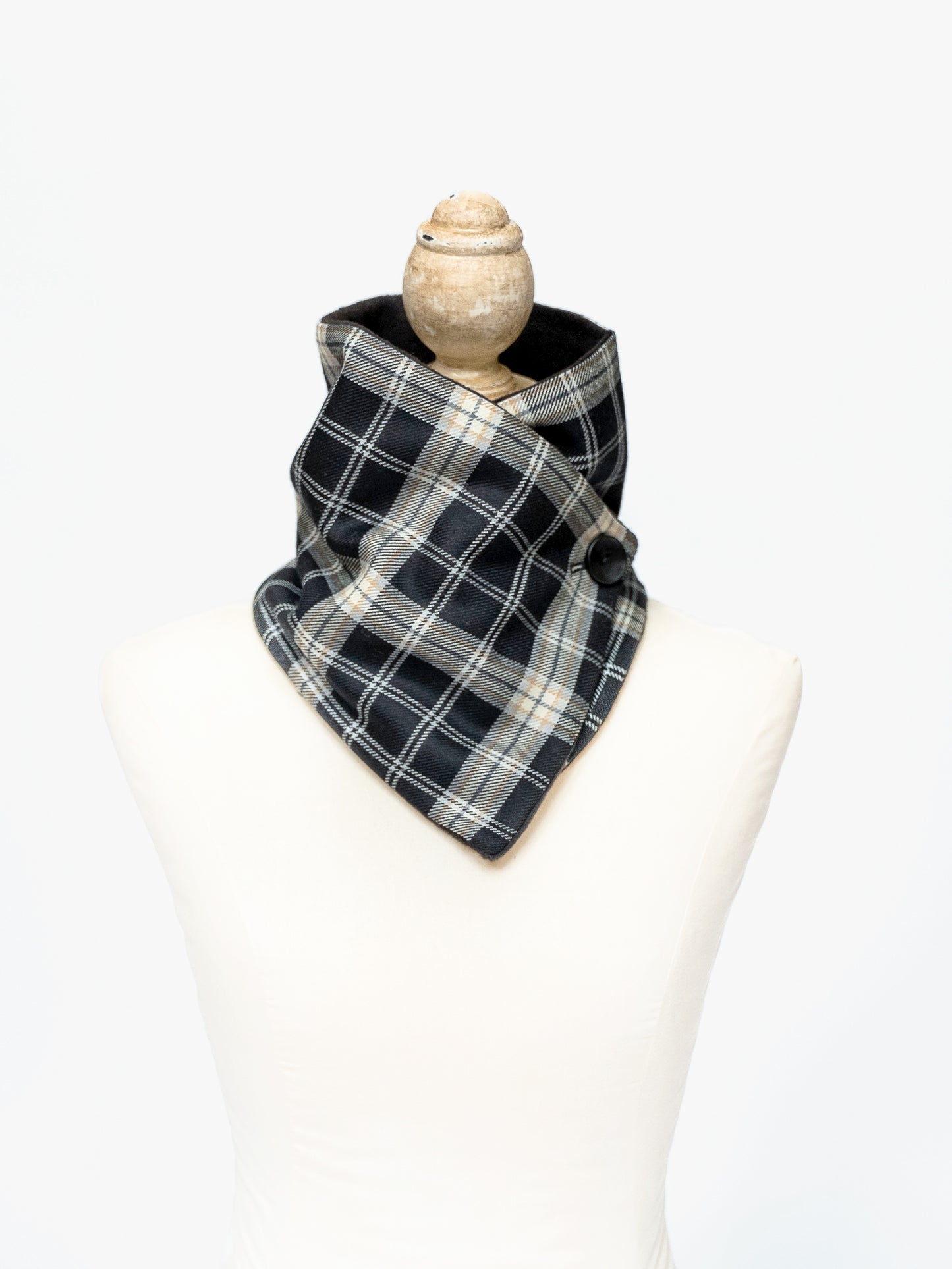 Black-Capped Chickadee Tartan Neck Warmer Scarf