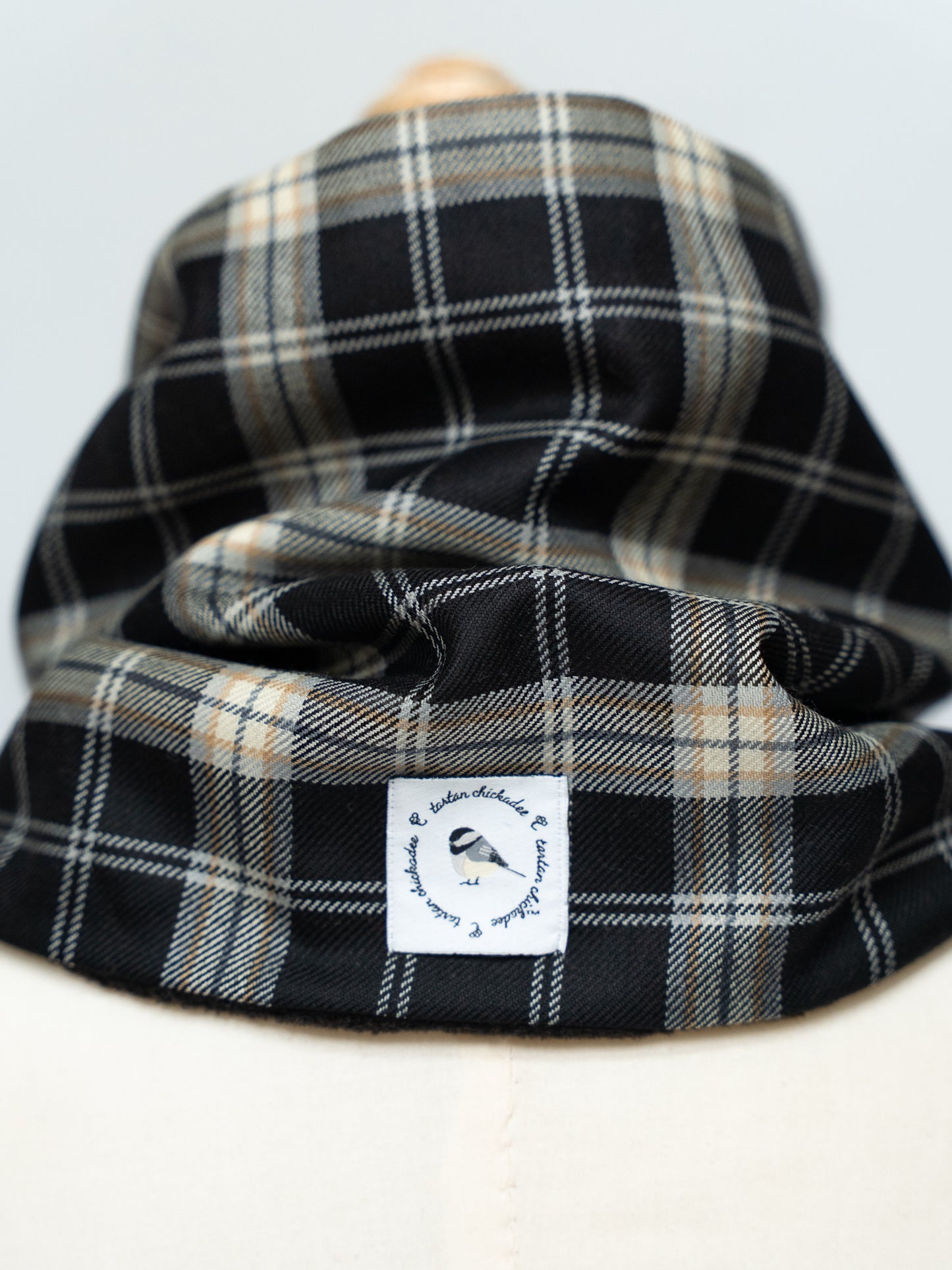 Black-Capped Chickadee Tartan Cowl Neck Warmer