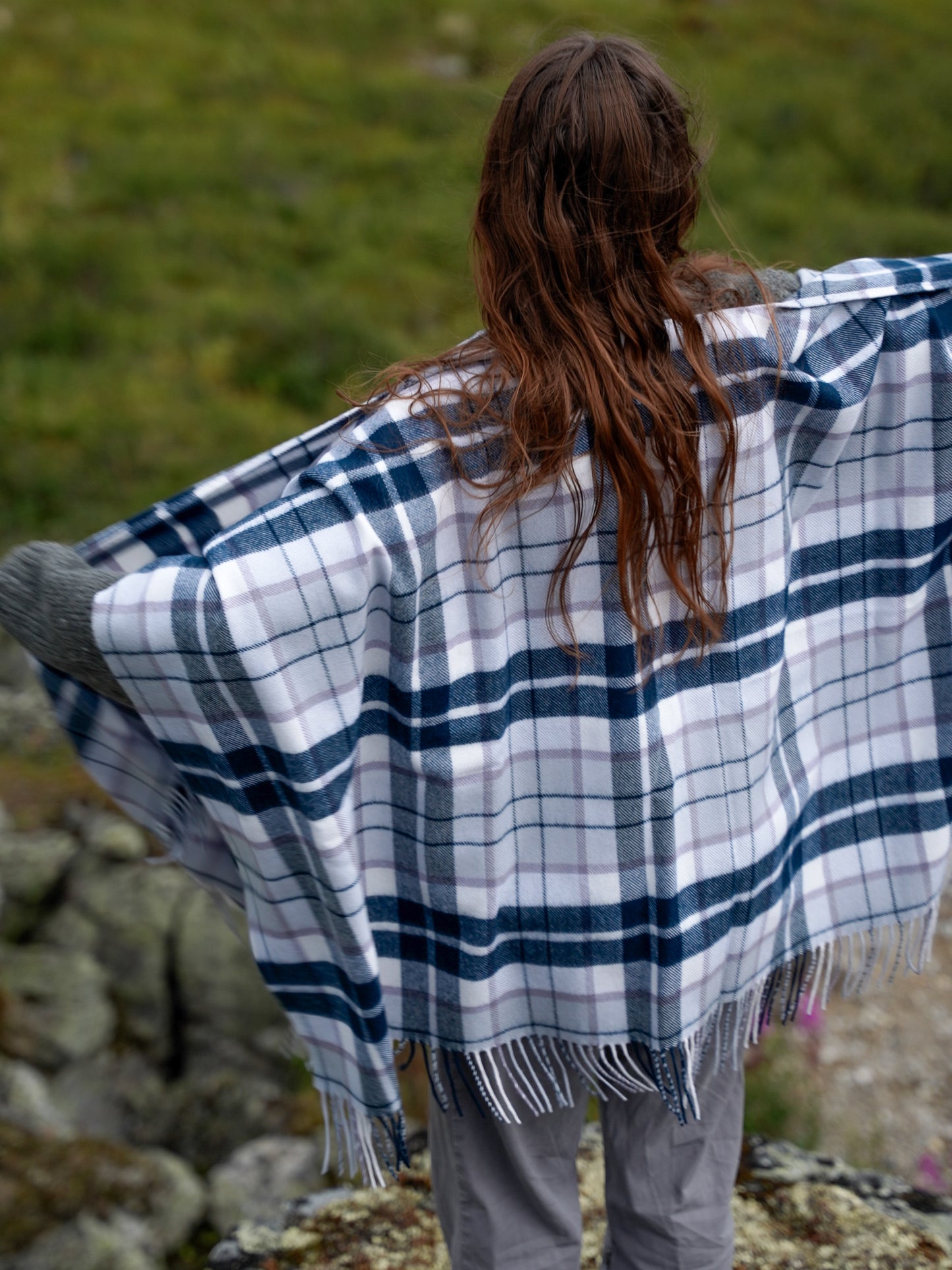 Arctic BlueBerry Tartan Serape