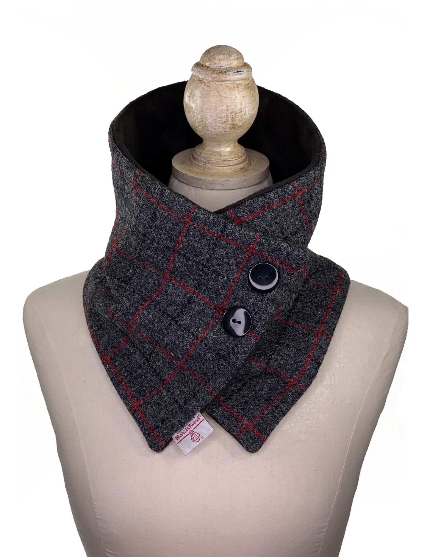 Harris Tweed® Gray And Red Checked Neck Warmer